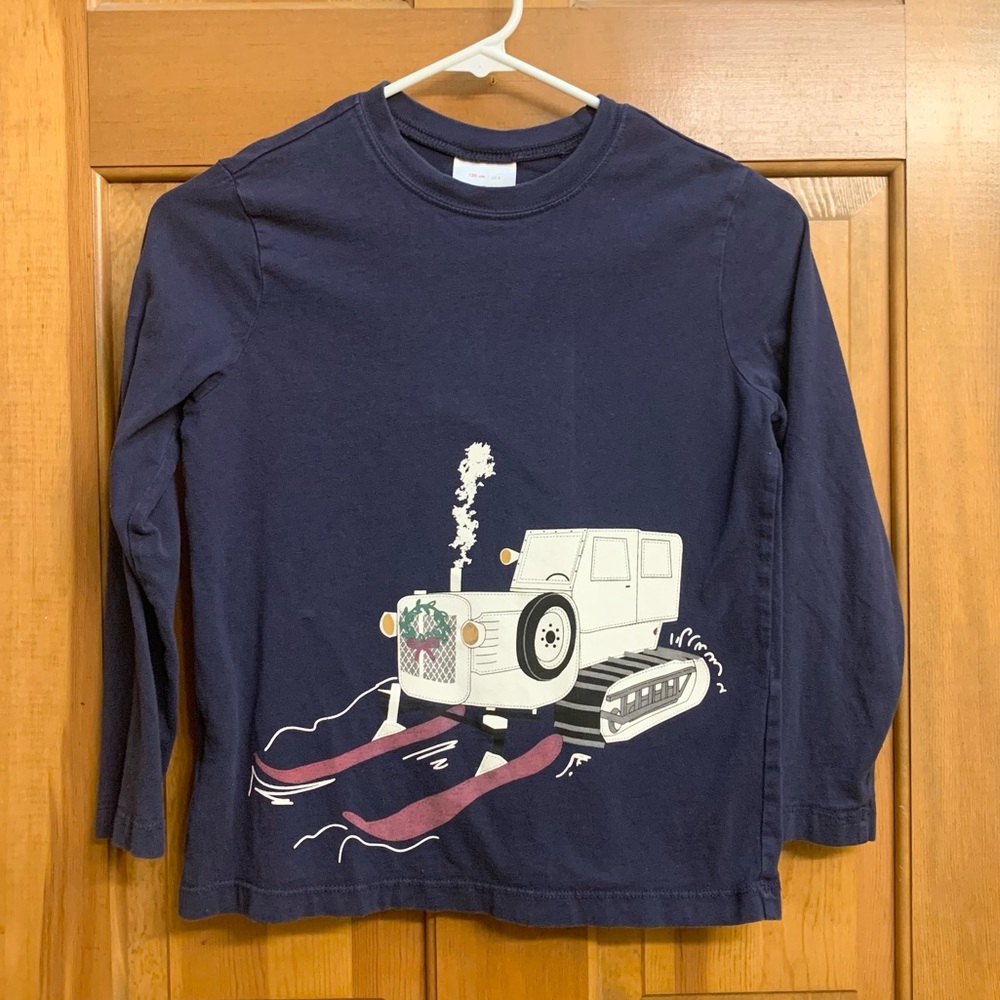 Hanna Andersson Navy Long Sleeve with Vehicle Design